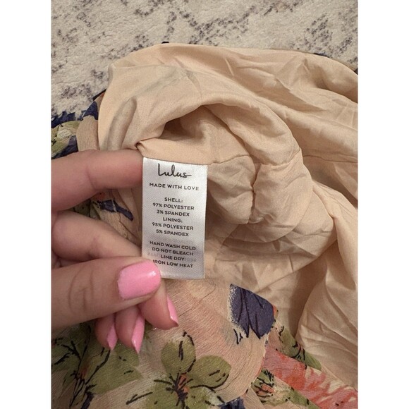 Lulus Stunning Soiree Blush Pink Floral Print Ruched Midi Dress Size Large NWT - Picture 8 of 9